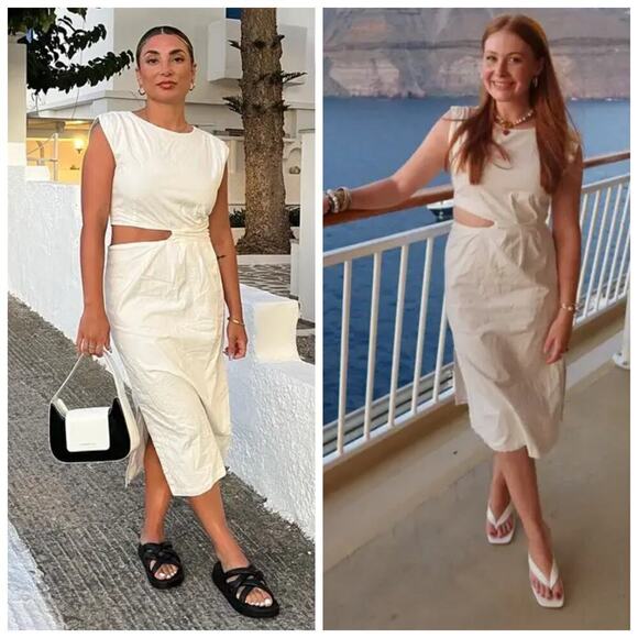 Love, Whit by Whitney Port Dress Cut Out Sheath Sleeveless Midi White Large - Picture 1 of 14